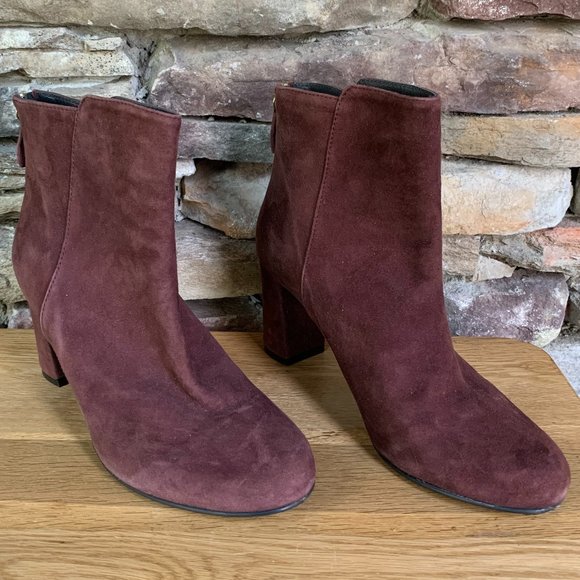 Boden Suede Ankle Boots Block Heel Back Zip Sz 40 Booties 3" India - Picture 12 of 13